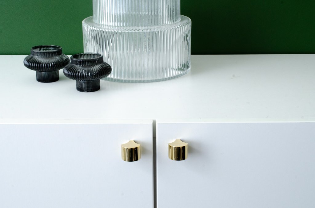 Polished Unlacquered Brass "Bend" Cabinet Knob - Euro • Knobs