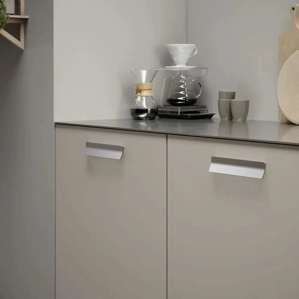 Satin Steel "Leaf" Tab Drawer Pulls - Forge Hardware Studio