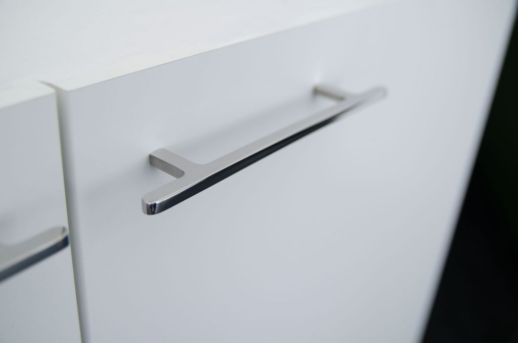 Polished Stainless Steel "Level" Cabinet Hardware - Euro • Knobs