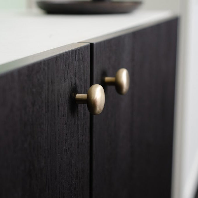 Brushed Brass "Halo" Round Cabinet Knob and Hook