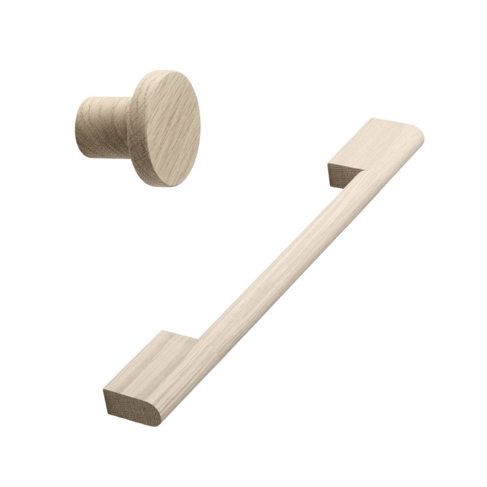 Untreated Oak Wood "Fortis" Cabinet Knob and Drawer Pulls - Forge Hardware Studio