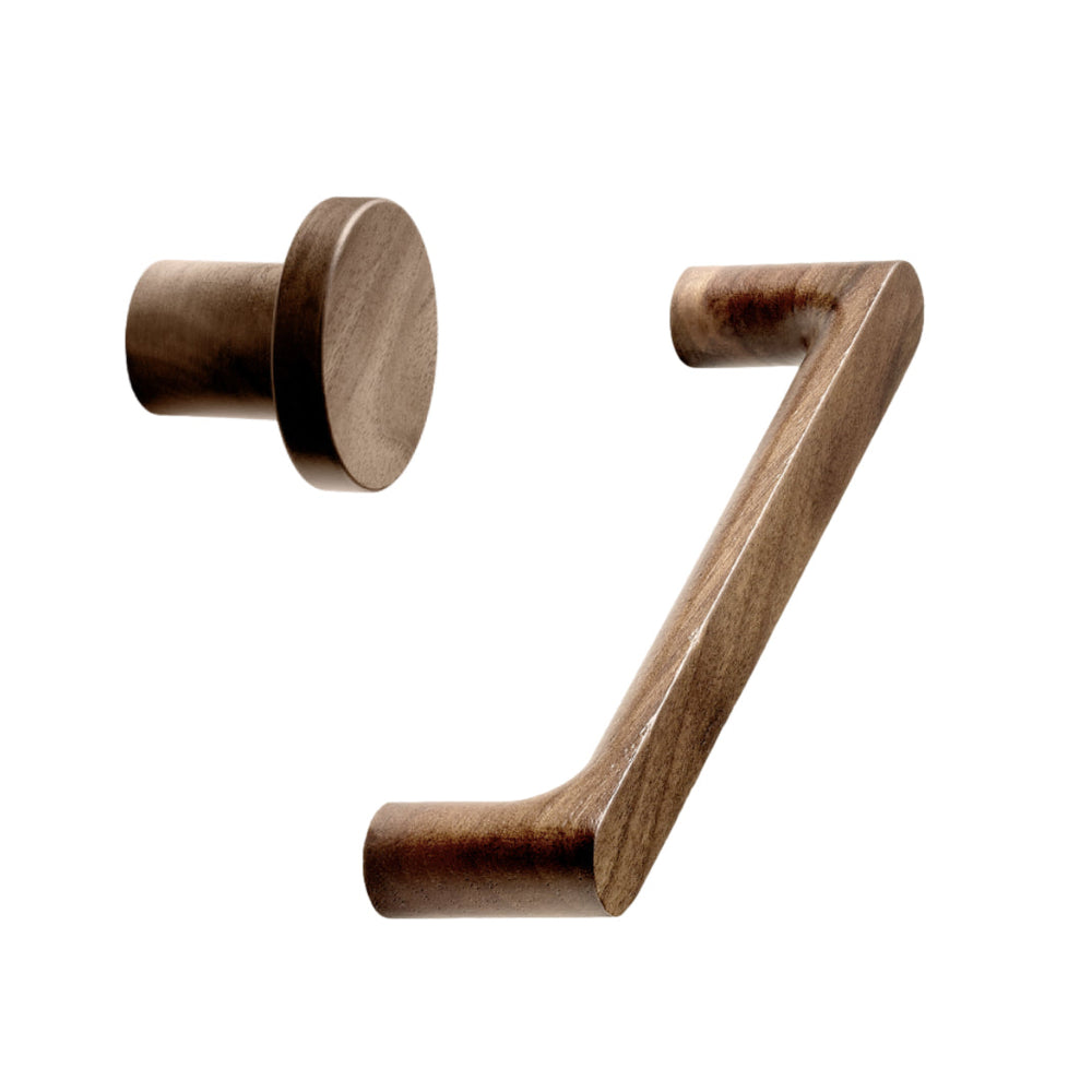 Walnut Lacquered Wood "Pinta" Cabinet Knob and Drawer Pulls - Forge Hardware Studio