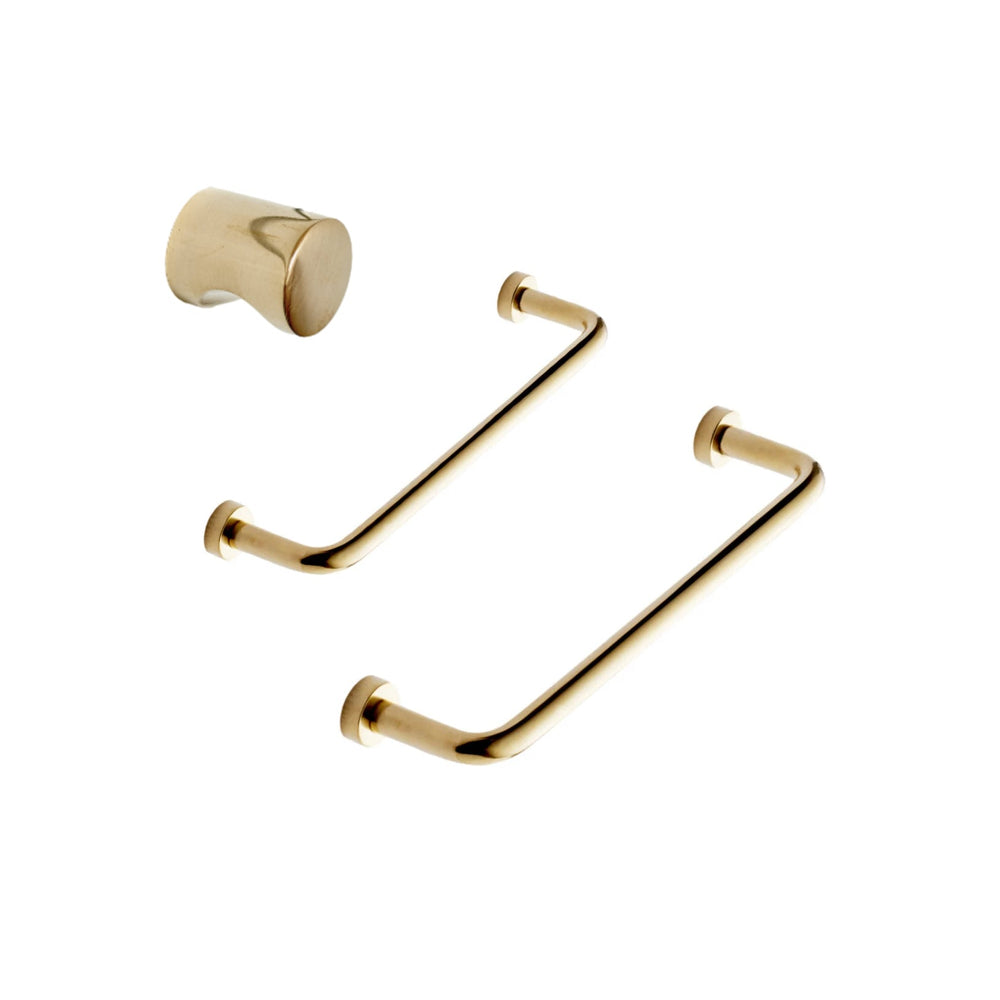 Unlacquered Brass "Lounge" Cabinet Knob and Wire Drawer Pulls - Forge Hardware Studio