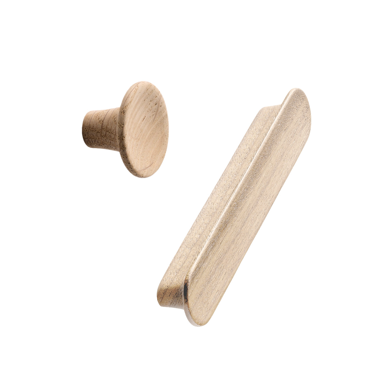 Unlacquered Oak Wood "Tuba" Cabinet Knob and Drawer Pulls - Euro • Knobs