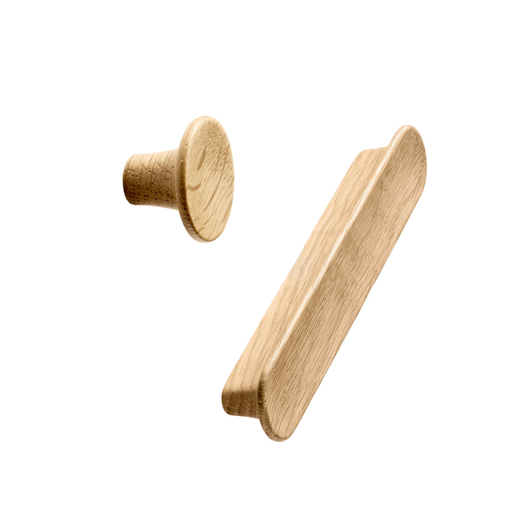 Lacquered Oak Wood "Tuba" Cabinet Knob and Drawer Pulls - Euro • Knobs