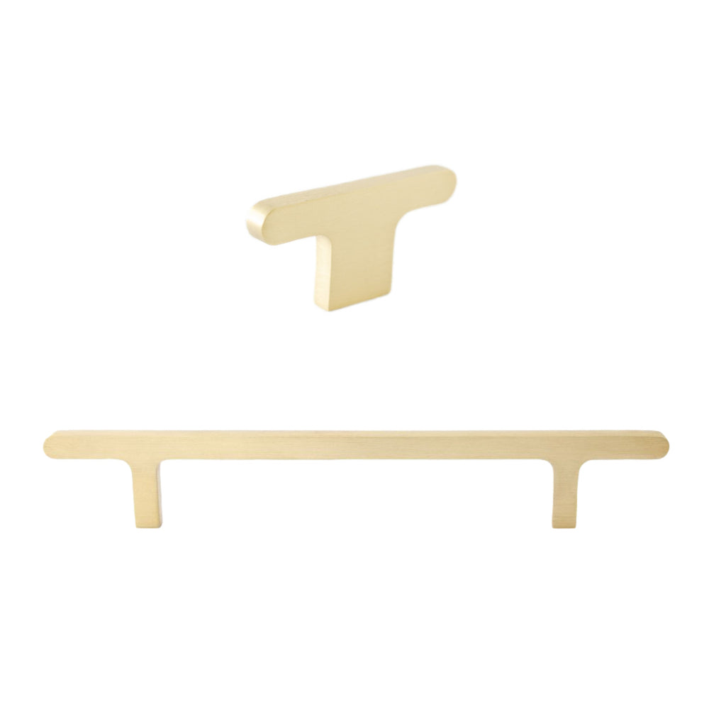 Brushed Unlacquered Brass "Level" Cabinet Hardware - Euro • Knobs