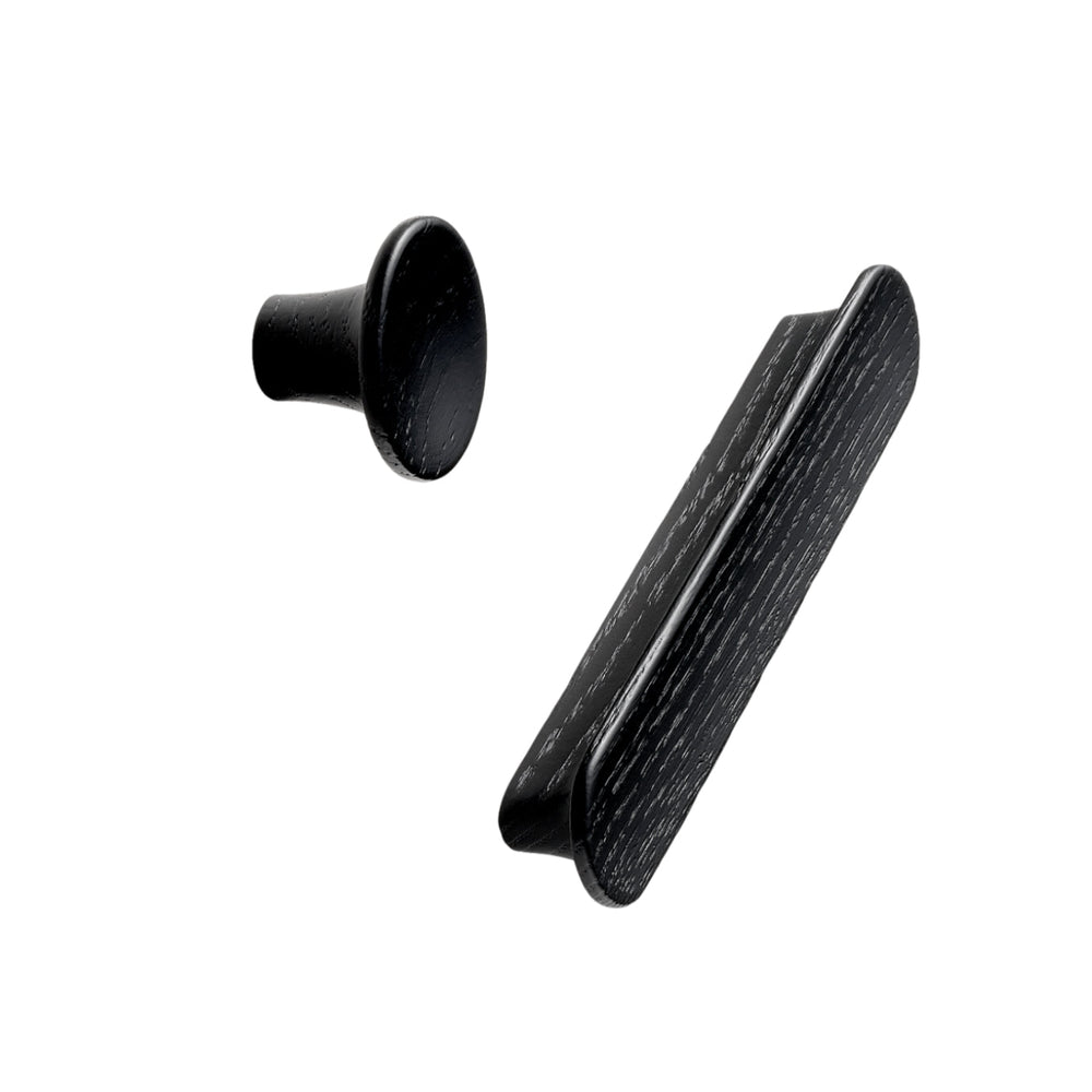 Lacquered Black Wood "Tuba" Cabinet Knob and Drawer Pulls - Euro • Knobs