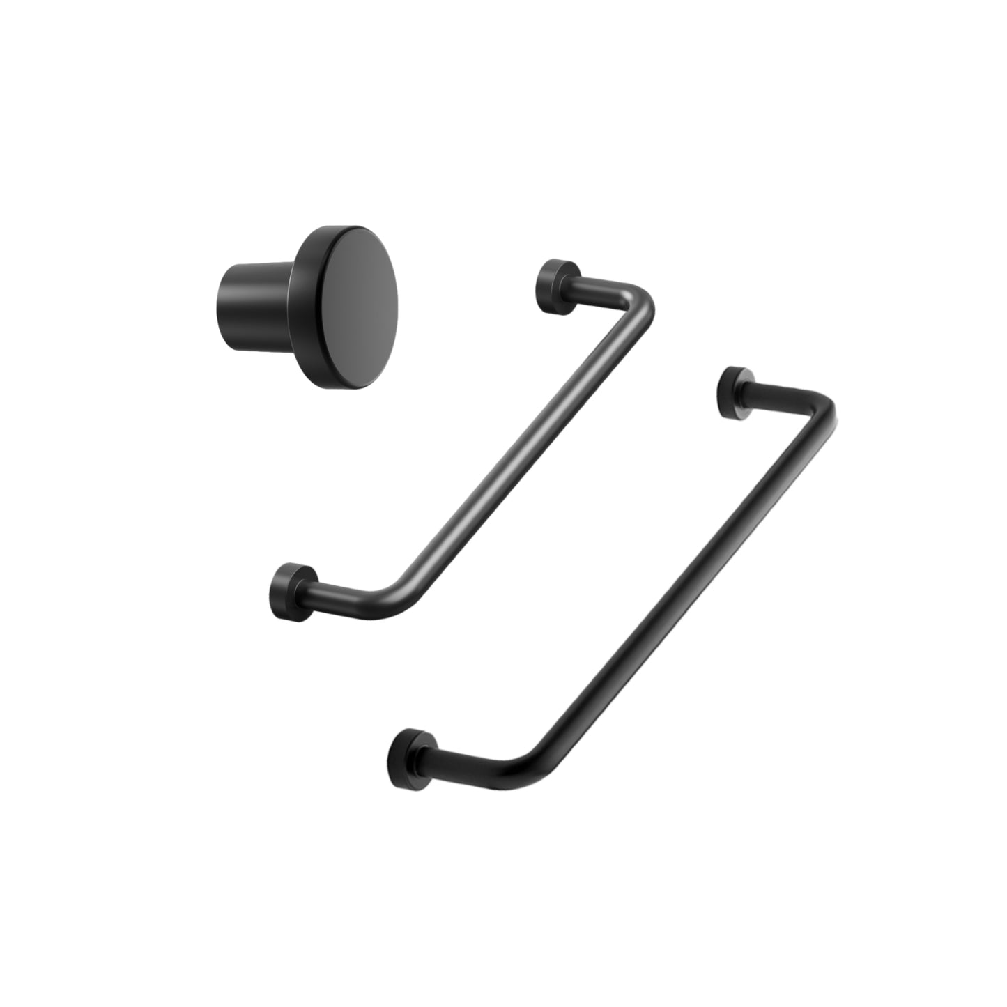 Matte Black "Lounge" Cabinet Knob and Wire Drawer Pulls - Euro • Knobs