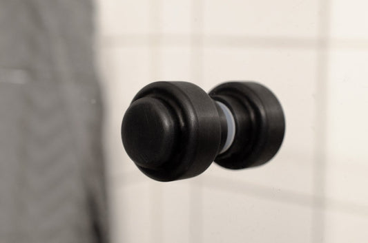 Glass Shower 1-3/16" Round Matte Black Back to Back Door Knob - Euro • Knobs