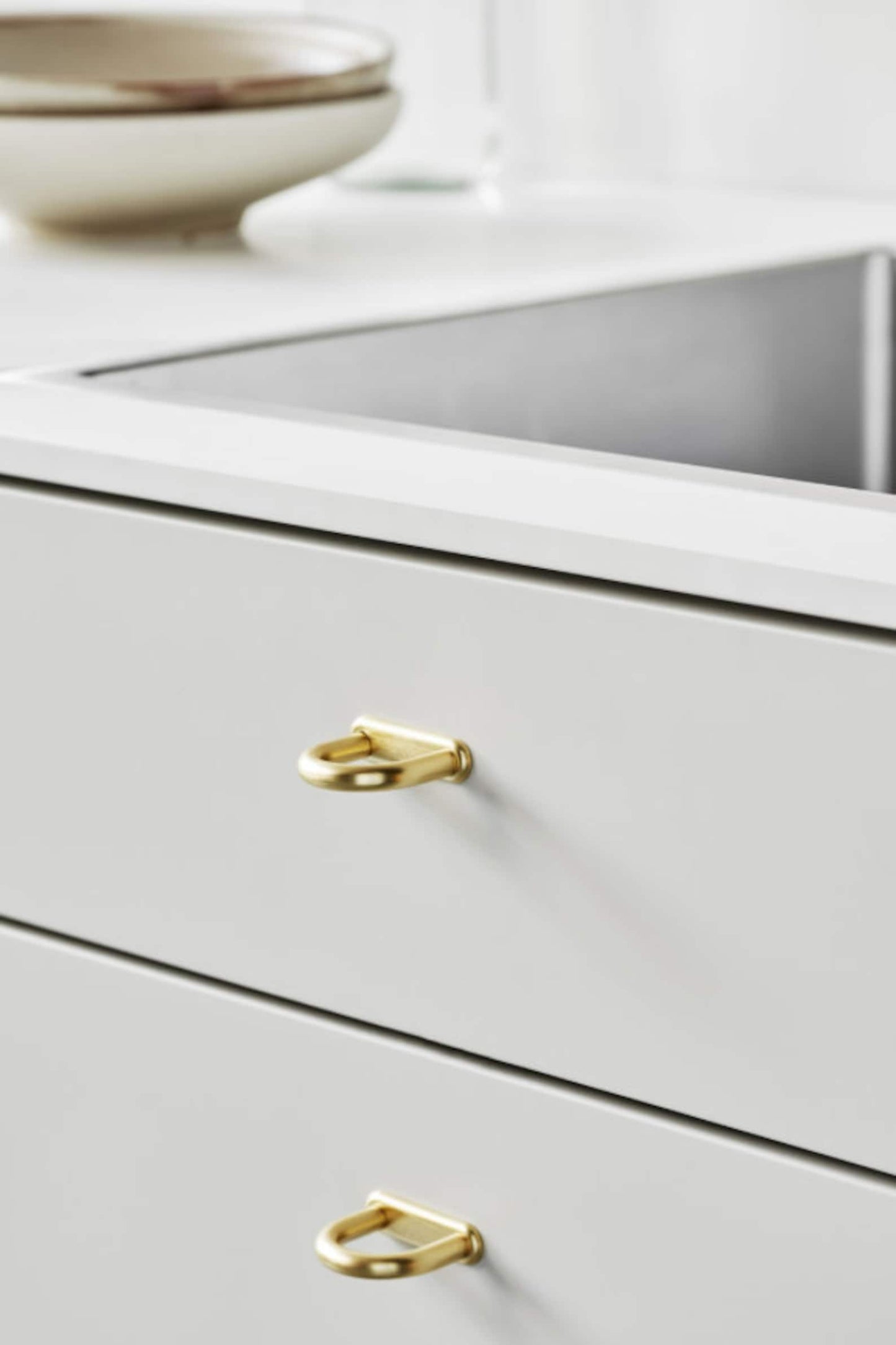 Satin Gold "D-Lite" Backplate Wire Drawer Pulls - Forge Hardware Studio