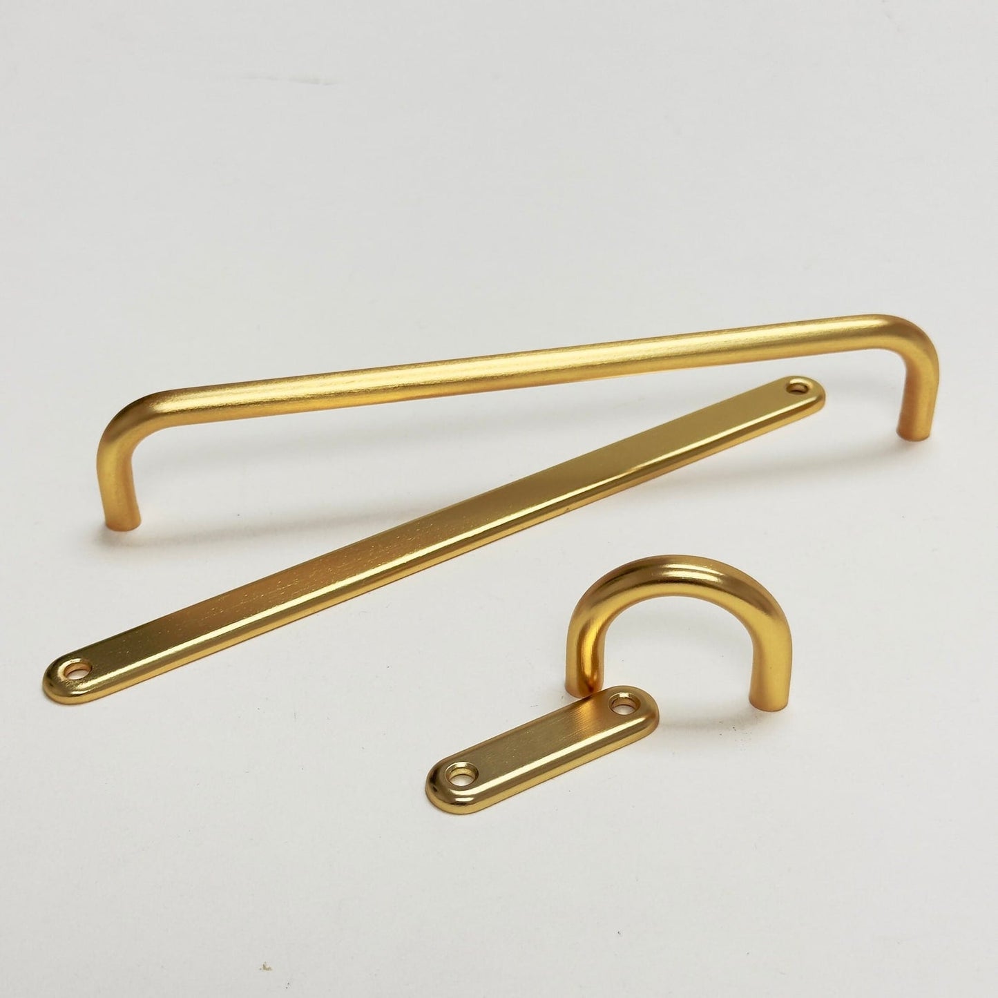 Satin Gold "D-Lite" Backplate Wire Drawer Pulls - Forge Hardware Studio