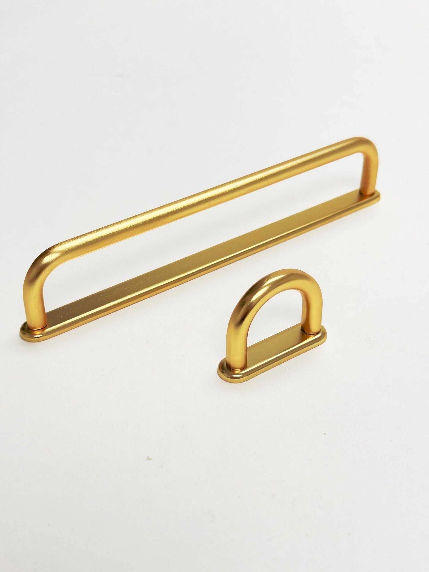 Satin Gold "D-Lite" Backplate Wire Drawer Pulls - Forge Hardware Studio