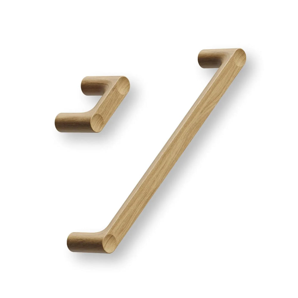 Oak Lacquered Wood "Punto" Cabinet Knob and Drawer Pulls