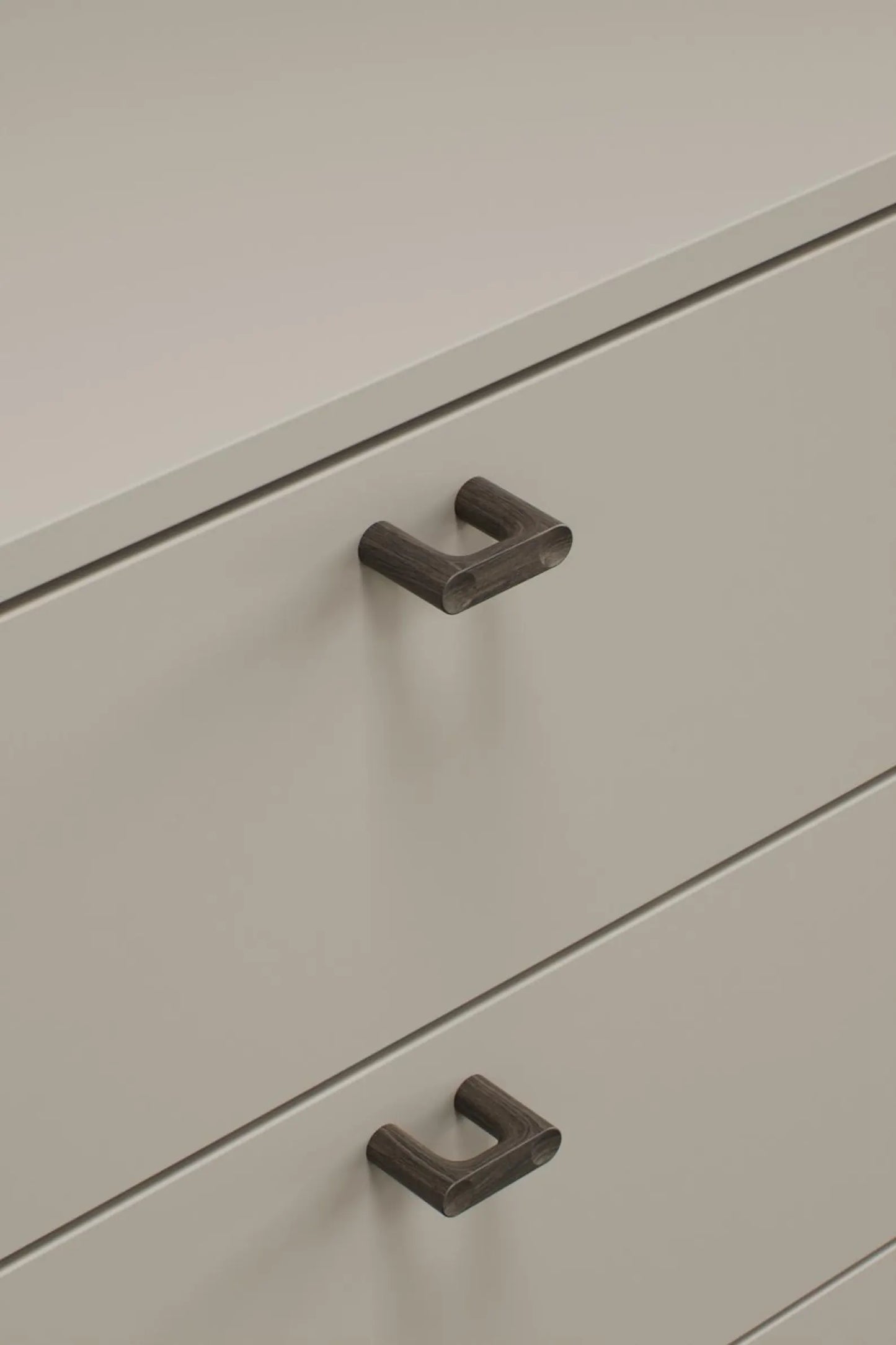 Dark Oak Lacquered Wood "Punto" Cabinet Knob and Drawer Pulls