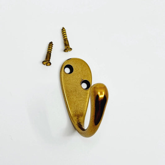 Antique Brass "Capri" Single Modern Wall Hat and Coat Hook