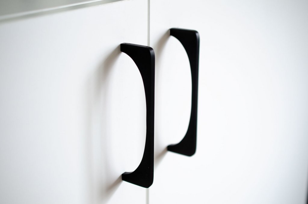 Matte Black "Echo" Cabinet Knobs and Drawer Pulls - Euro • Knobs