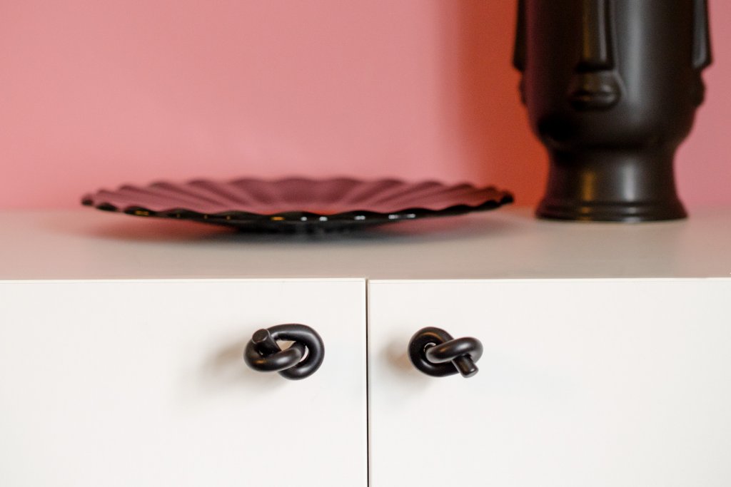 Matte Black "Knot" Cabinet Knob and Hook - Euro • Knobs