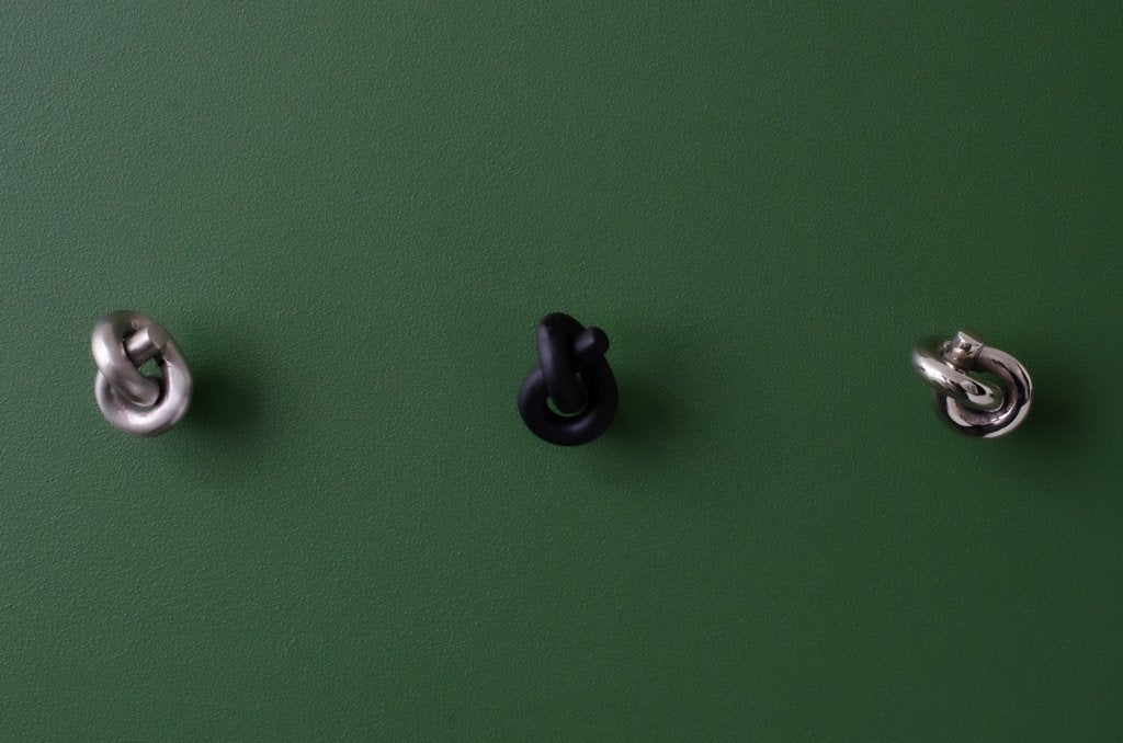 Matte Black "Knot" Cabinet Knob and Hook - Euro • Knobs