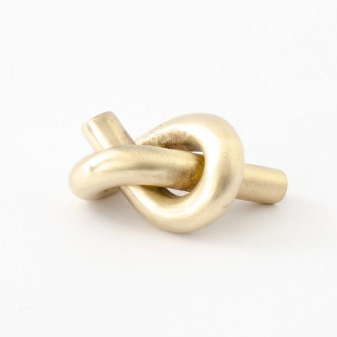 Brushed Unlacquered Brass "Knot" Cabinet Knob and Hook - Euro • Knobs