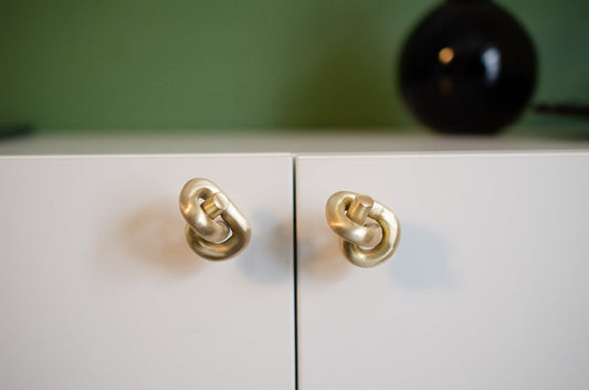 Brushed Unlacquered Brass "Knot" Cabinet Knob and Hook - Euro • Knobs