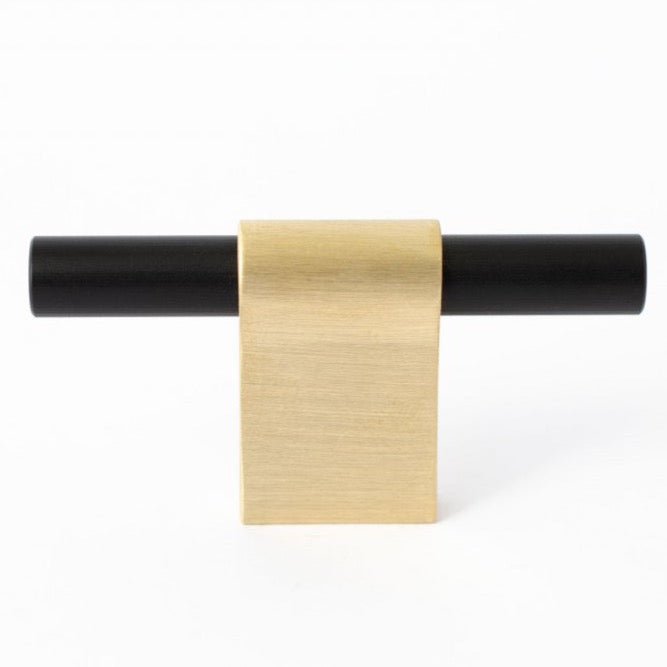 T-Bar "Line" Black and Brass Drawer Pulls Cabinet Hardware - Euro • Knobs