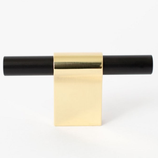 T-Bar "Line" Black and Brass Drawer Pulls Cabinet Hardware - Euro • Knobs