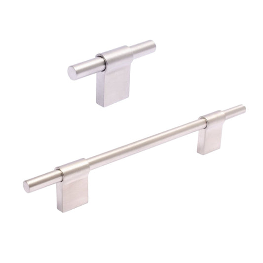 Brushed Stainless Steel "Line" Cabinet Knobs and Drawer Pulls - Euro • Knobs