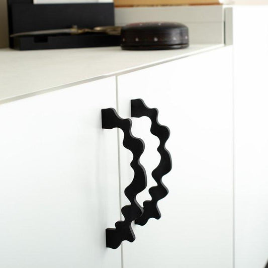 Matte Black "Twist" Drawer Pulls and Cabinet Knob - Euro • Knobs