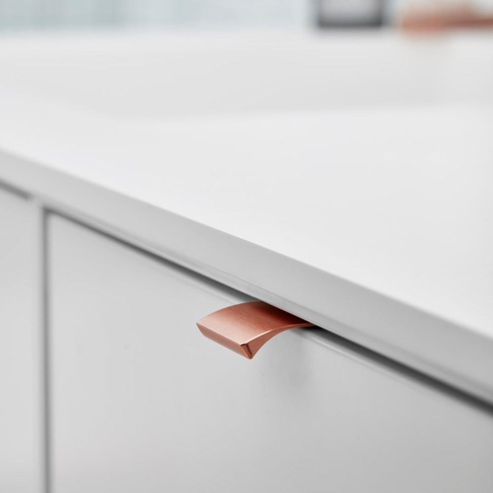 Tab Brushed Copper "Edge" Finger Drawer Pulls - Euro • Knobs