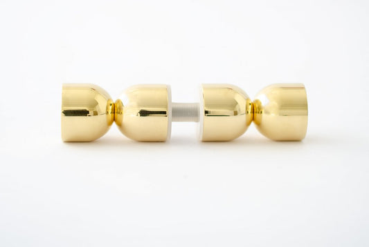 Glass Shower "Double Cup" Round Polished Brass Back to Back Door Knob - Forge Hardware Studio