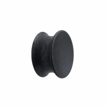 Round Wood "Pulley" Lacquered Black Cabinet Knob - Euro • Knobs