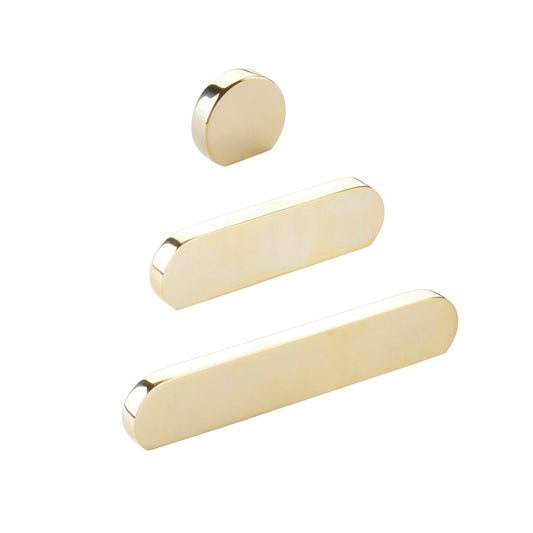 Unlacquered Brass "Bit" Rounded Drawer Pulls and Cabinet Knobs - Euro • Knobs