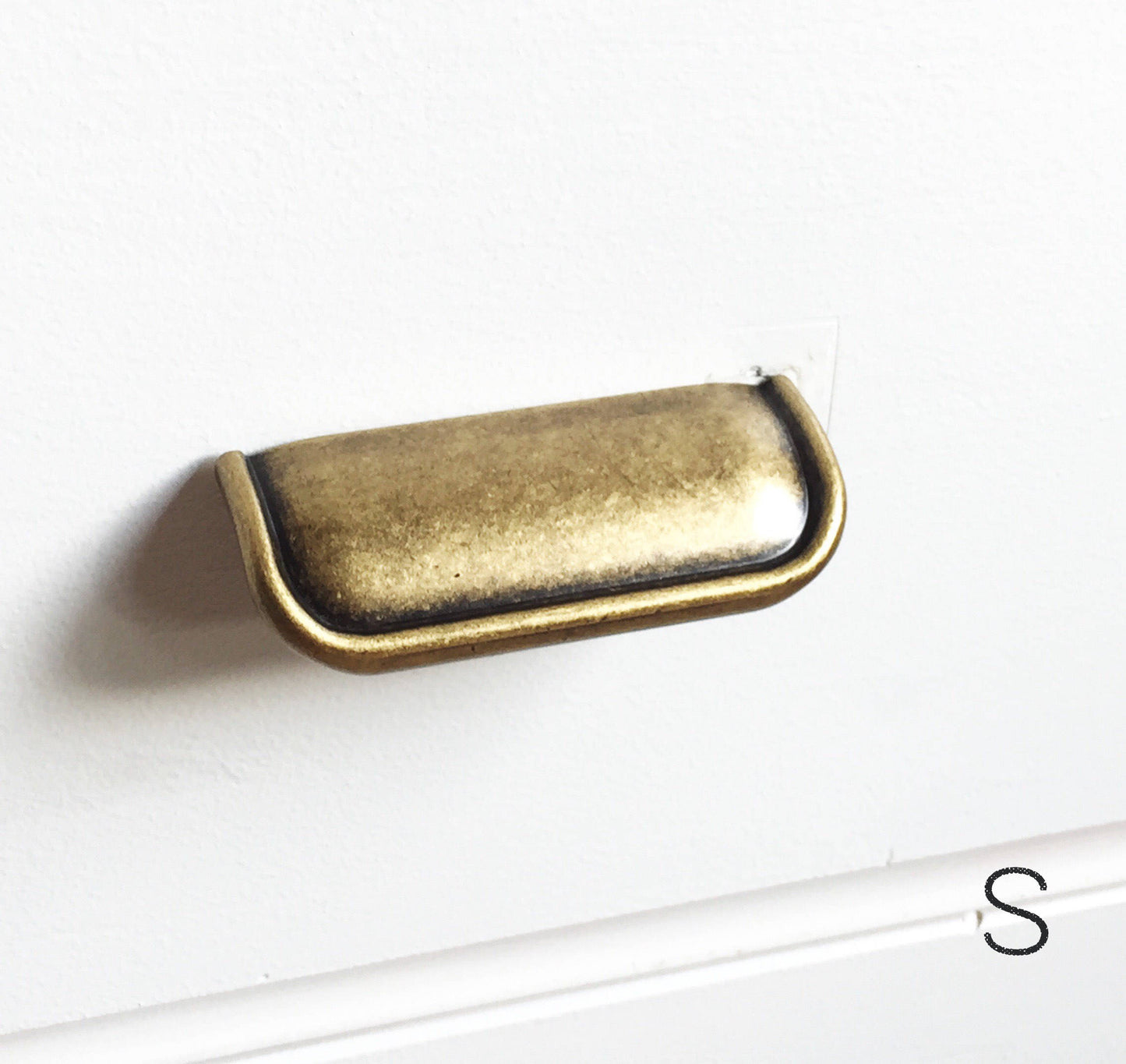 Tab Finger Drawer Pulls "Ella" in Antique Brass - Brass Cabinet Hardware 