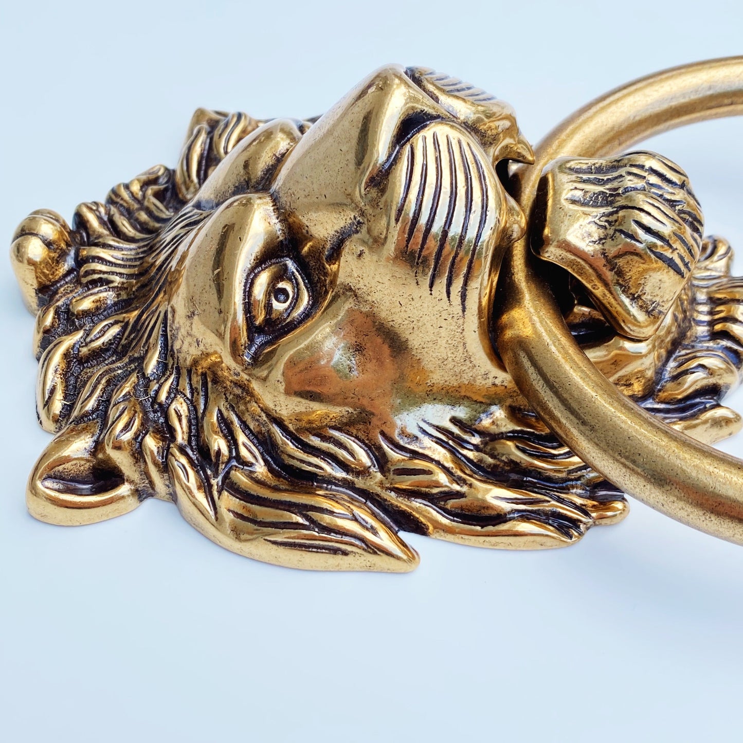 Brass Lionhead Door Knocker - Holiday Gift - Forge Hardware Studio