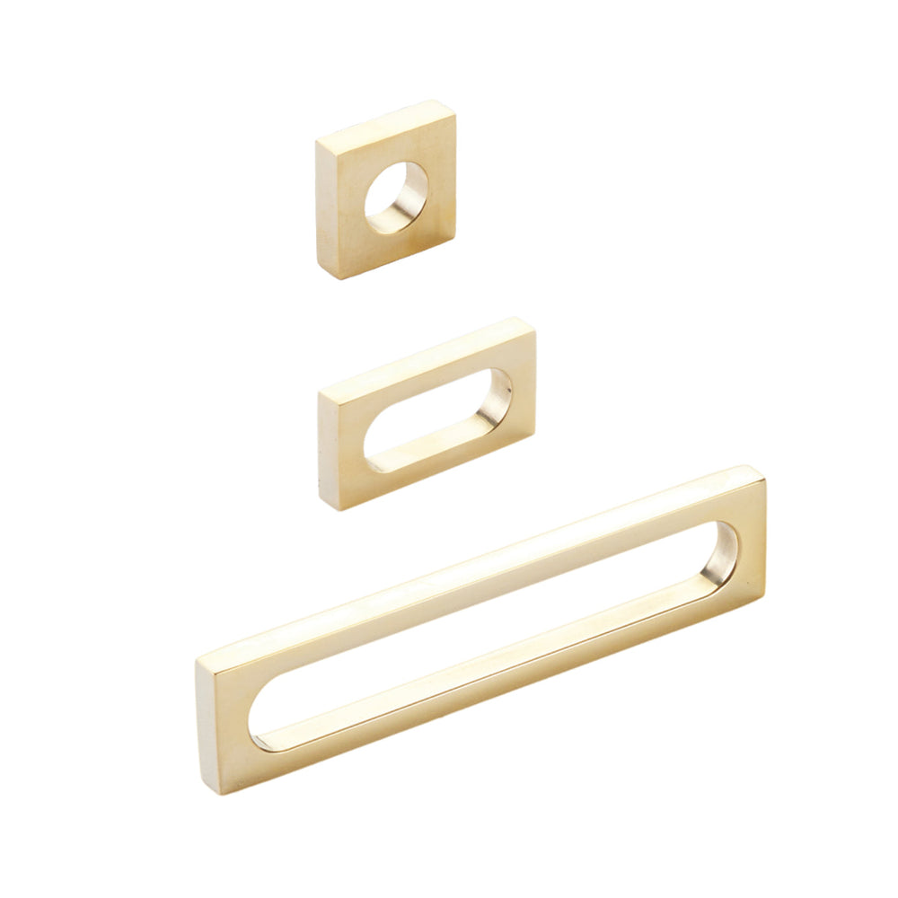 Unlacquered Brass "Loop" Square Drawer Pulls and Cabinet Knobs - Euro • Knobs