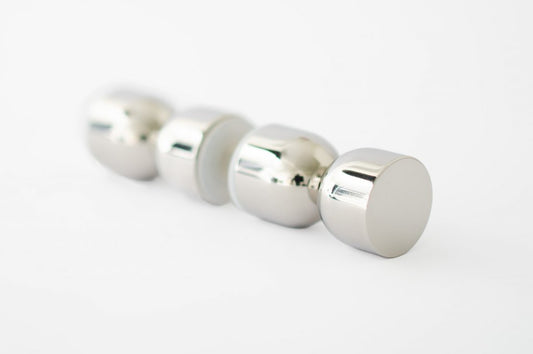 Glass Shower "Double Cup" Round Polished Nickel Back to Back Door Knob - Forge Hardware Studio