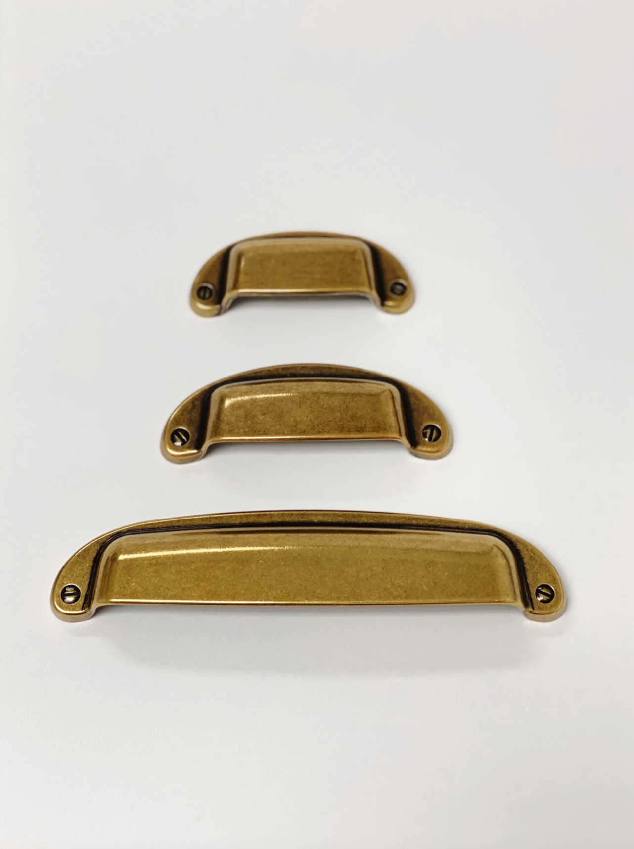 Drawer Cup Pull "Capri" in Antique Brass - Brass Cabinet Hardware - Euro • Knobs