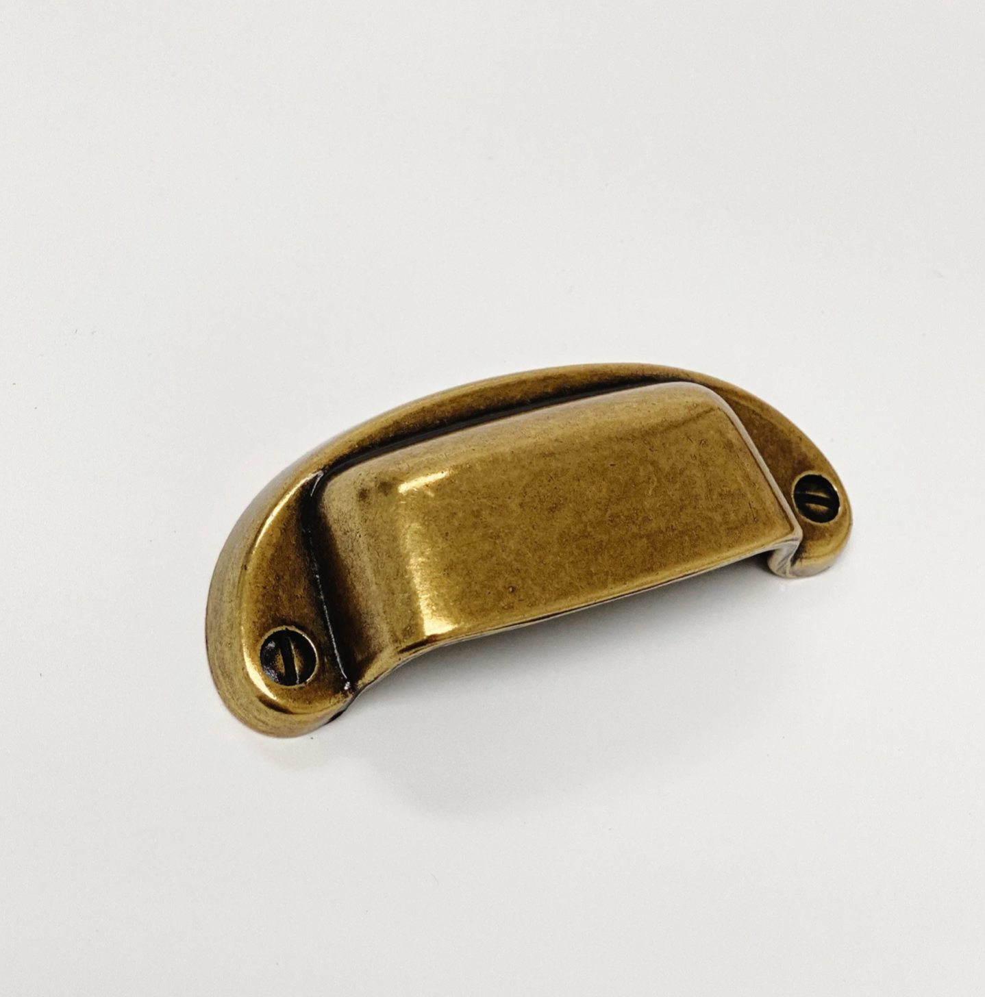 Drawer Cup Pull "Capri" in Antique Brass - Brass Cabinet Hardware - Euro • Knobs