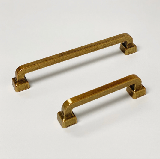 Mission Drawer Pull "Capri" in Antique Brass - Brass Cabinet Hardware - Euro • Knobs