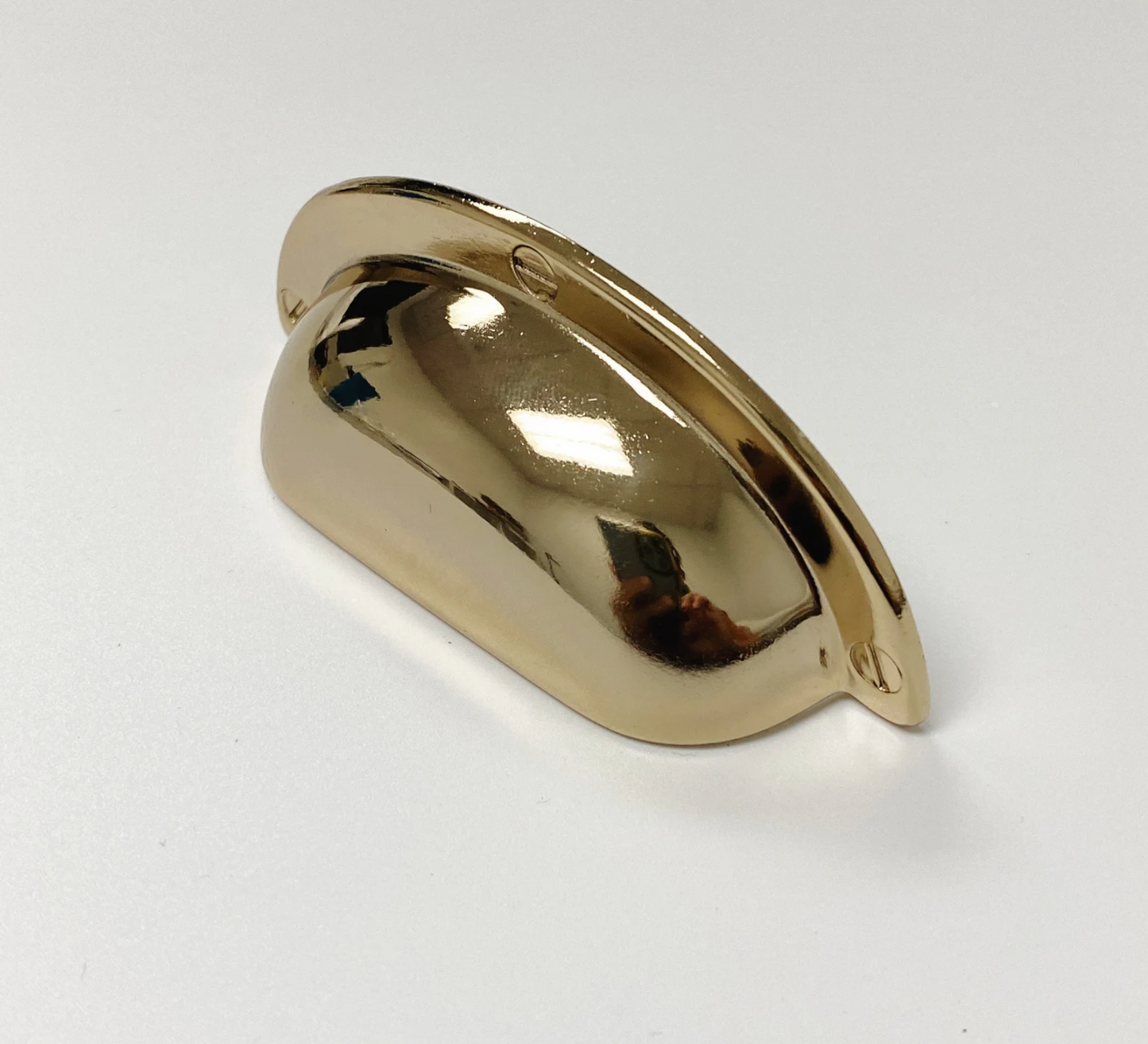 Polished Light Gold "Capri" Cup Drawer Pull, Ring Pull or Round Cabinet Knob. Finger Brass Pull - Forge Hardware Studio