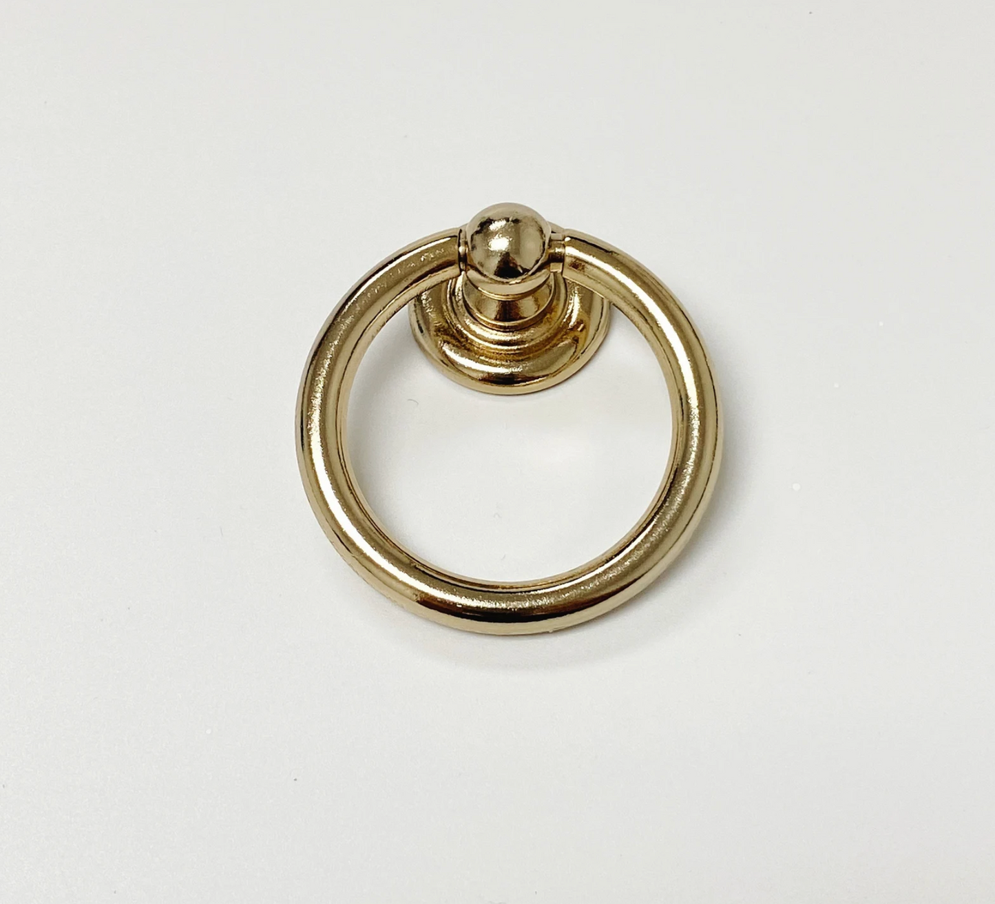 Polished Light Gold "Capri" Cup Drawer Pull, Ring Pull or Round Cabinet Knob. Finger Brass Pull - Forge Hardware Studio