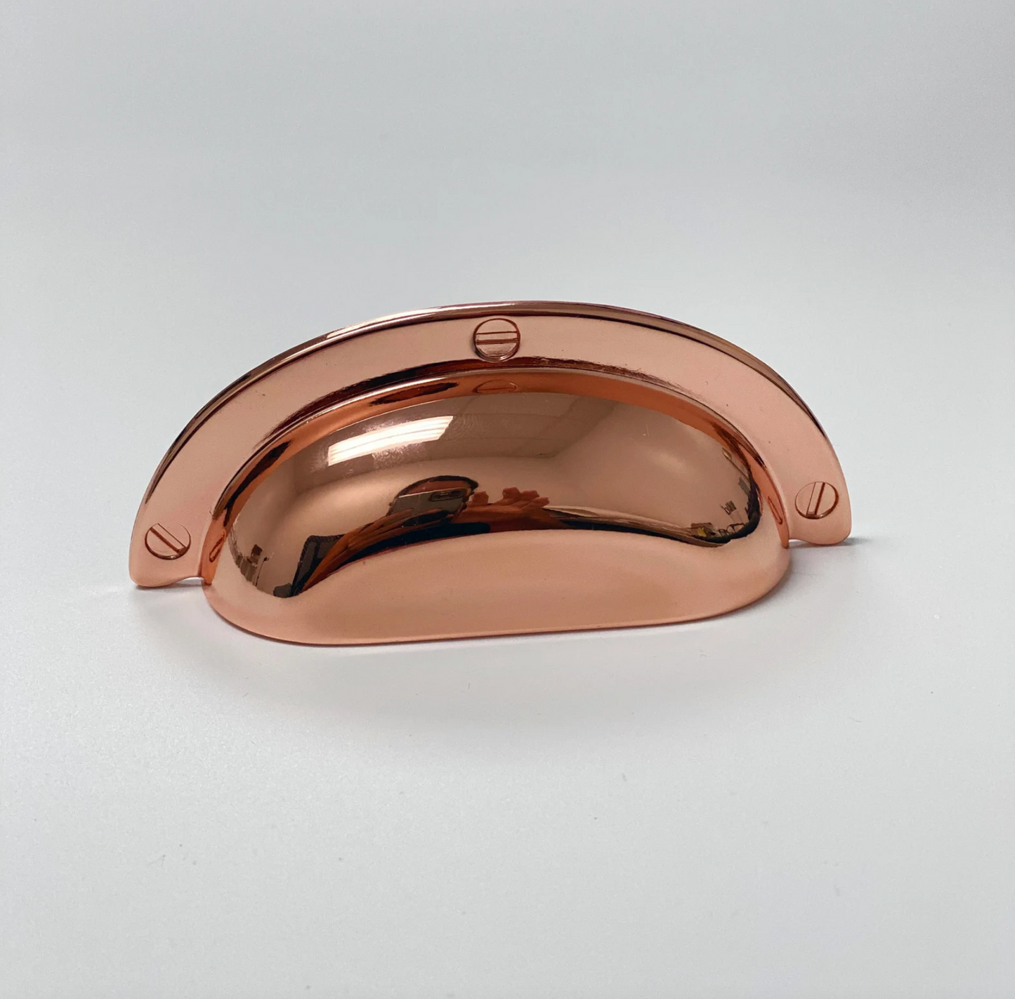 Polished Copper "Capri" Cup Drawer Pull, Ring Pull or Round Cabinet Knob. Finger Copper Pull - Forge Hardware Studio