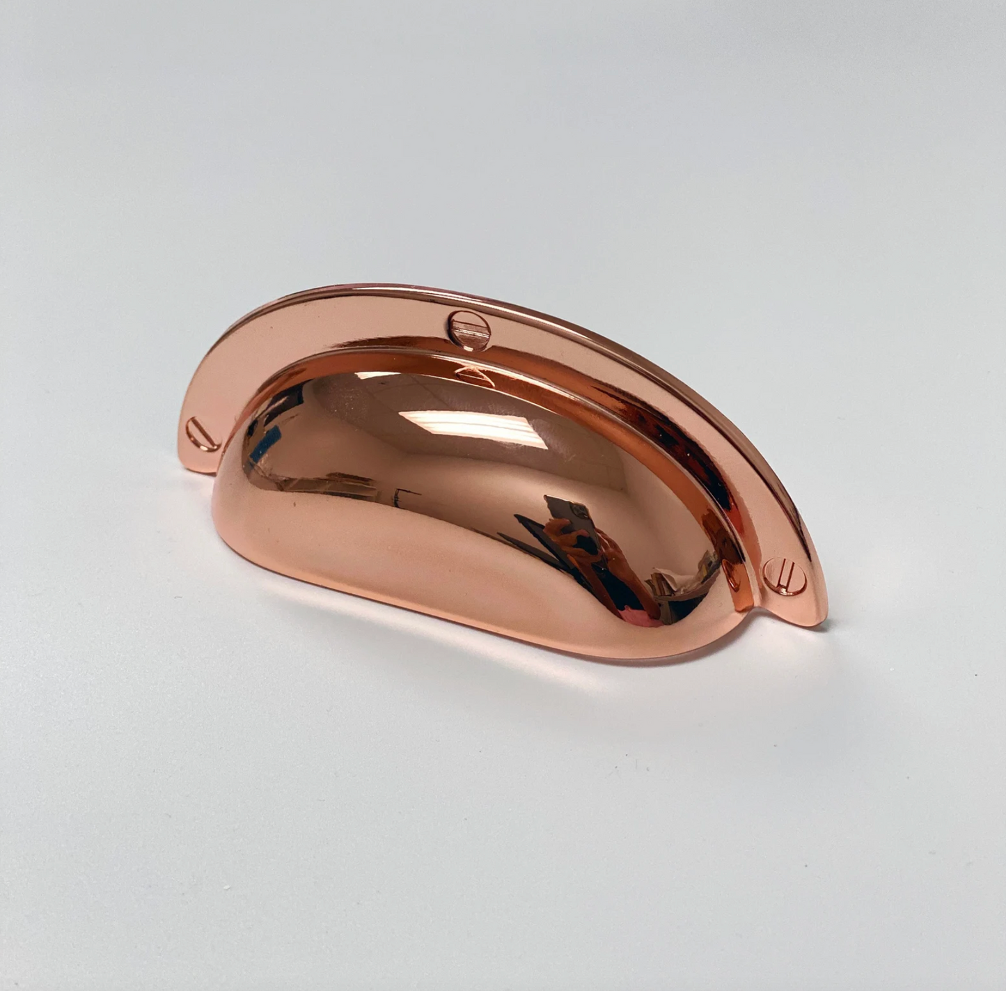 Polished Copper "Capri" Cup Drawer Pull, Ring Pull or Round Cabinet Knob. Finger Copper Pull - Forge Hardware Studio