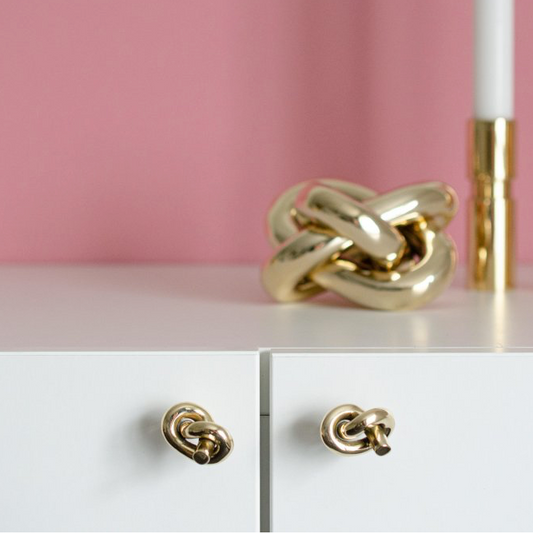 Polished Unlacquered Brass "Knot" Cabinet Knob and Hook - Euro • Knobs