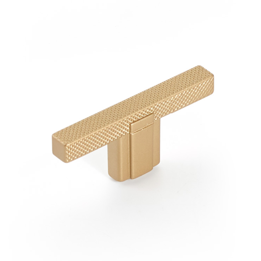 T-Bar Knurled "Georgia No.1” Satin Gold Drawer Pulls and Knobs - Forge Hardware Studio