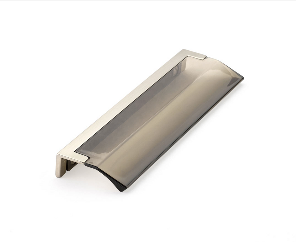 Satin Nickel "Ponce" Smoked Glass Edge Drawer Pull - Industry Hardware