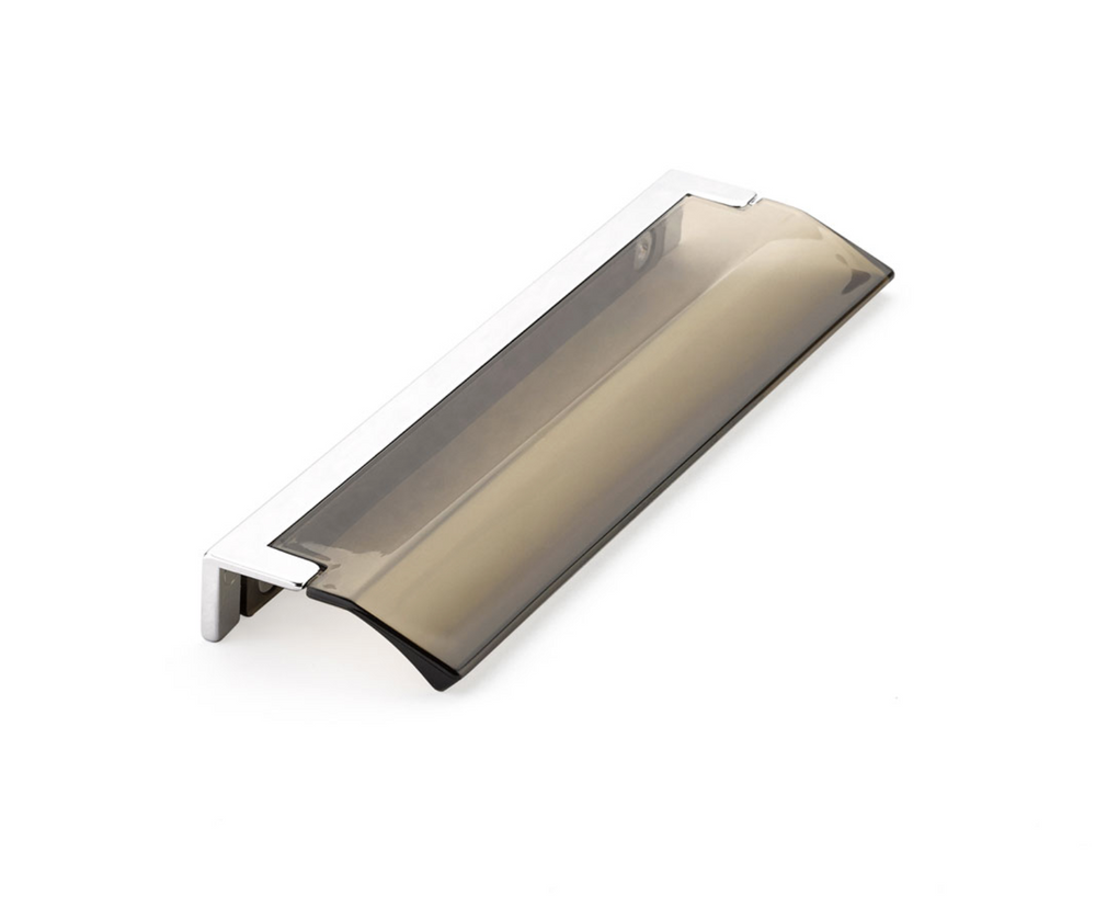 Polished Chrome "Ponce" Smoked Glass Edge Drawer Pull - Industry Hardware