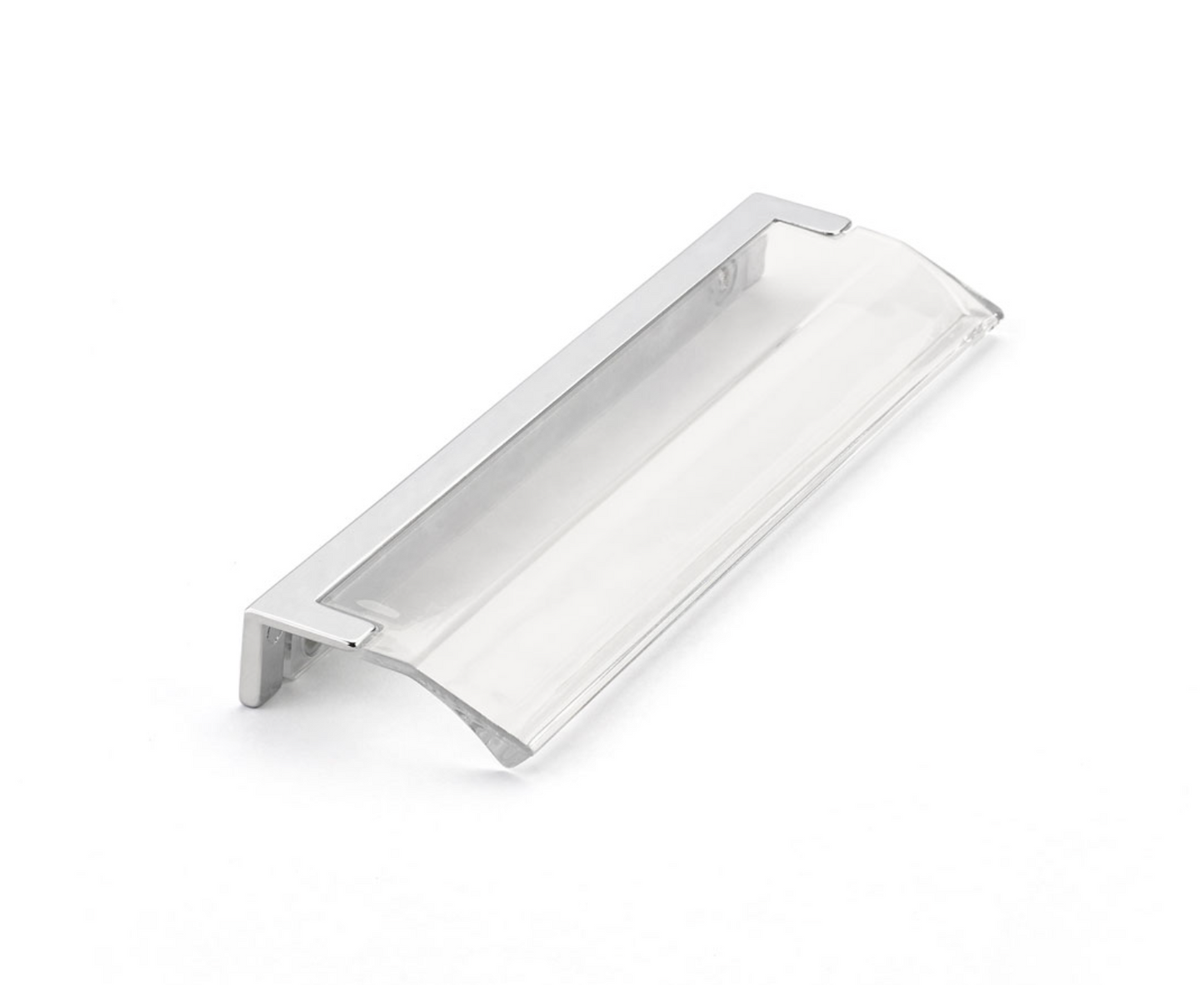 Polished Chrome "Ponce" Clear Glass Edge Drawer Pull - Industry Hardware