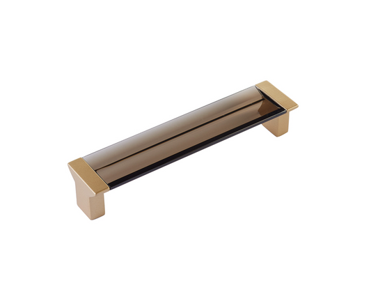 Satin Brass "Ponce" Smoked Glass Cabinet Knob and Drawer Pulls - Industry Hardware