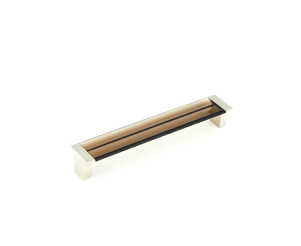 Satin Nickel "Ponce" Smoked Glass Cabinet Knob and Drawer Pulls - Industry Hardware